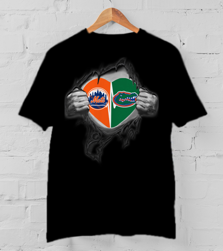Mets Gators Heart With Torn T-Shirt