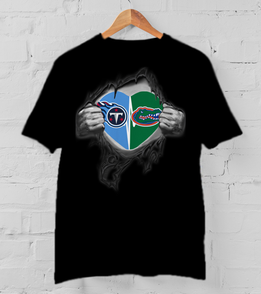 Tennessee Titans Florida Gators Heart Fusion T-Shirt