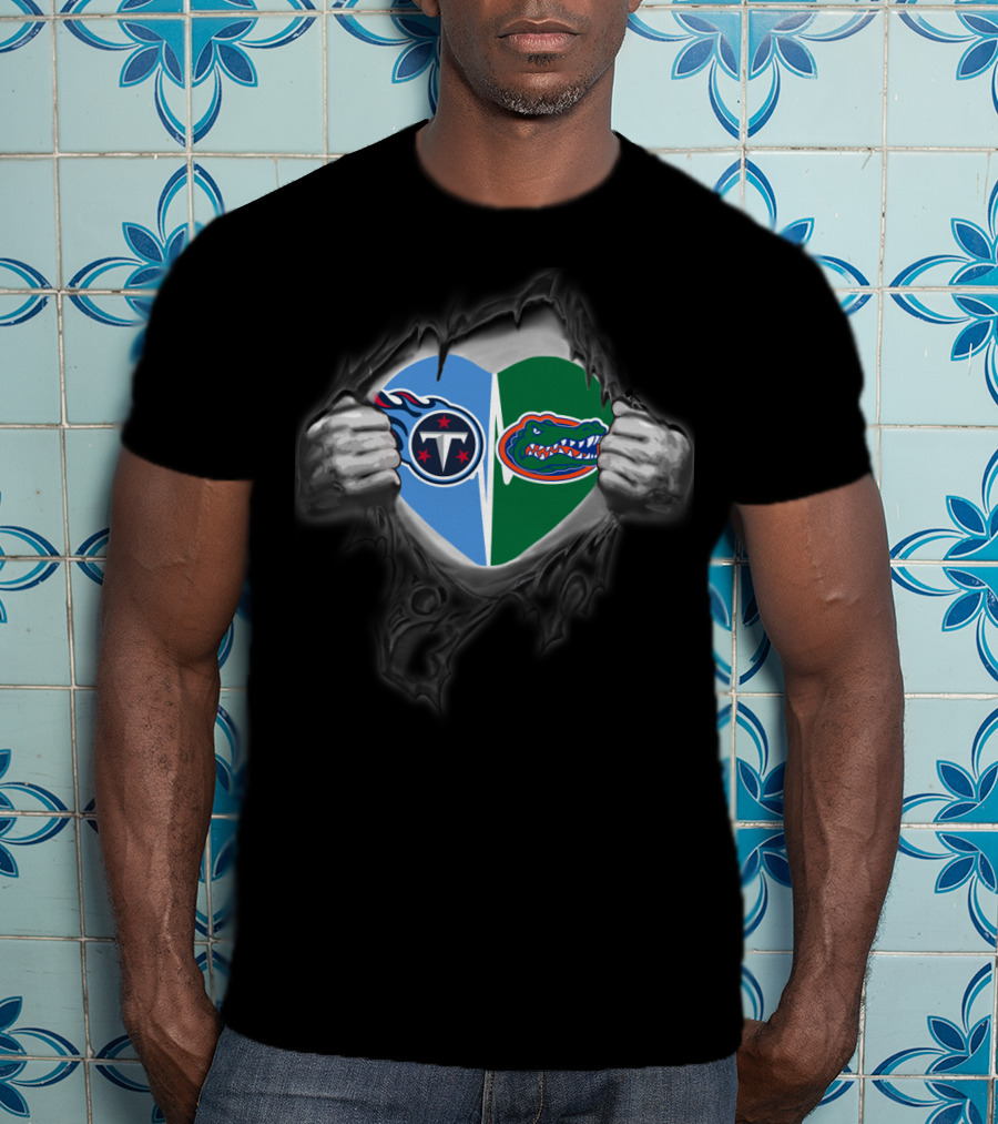 Tennessee Titans Florida Gators Heart Fusion T-Shirt