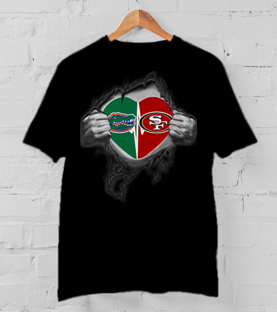 49Ers Gators Heart Torn Flesh T-Shirt