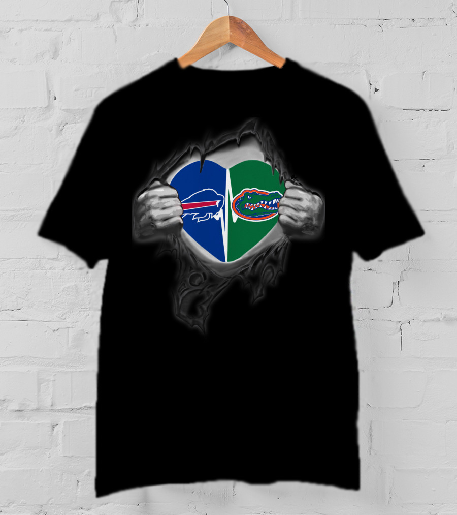 Buffalo Bills And Florida Gators Heart T-Shirt