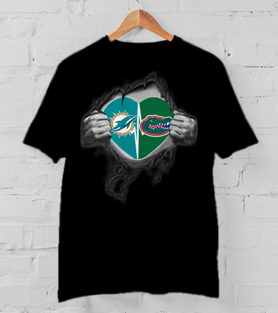Miami Dolphins Florida Gators Heart T-Shirt