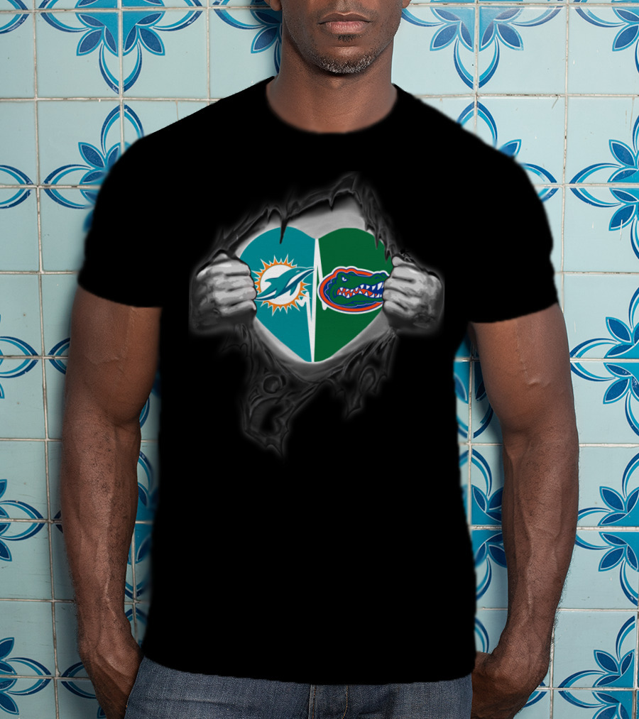 Miami Dolphins Florida Gators Heart T-Shirt