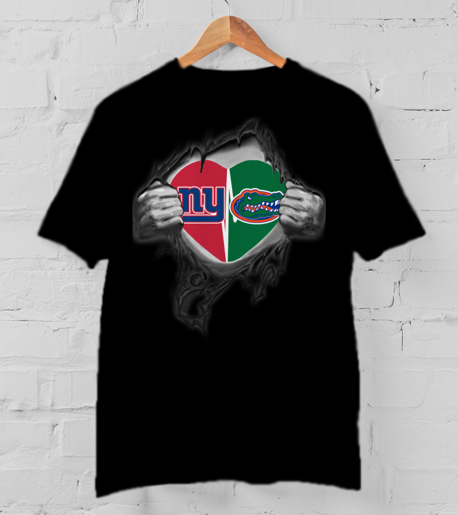 NY Giants Florida Gators Heart Combo T-Shirt
