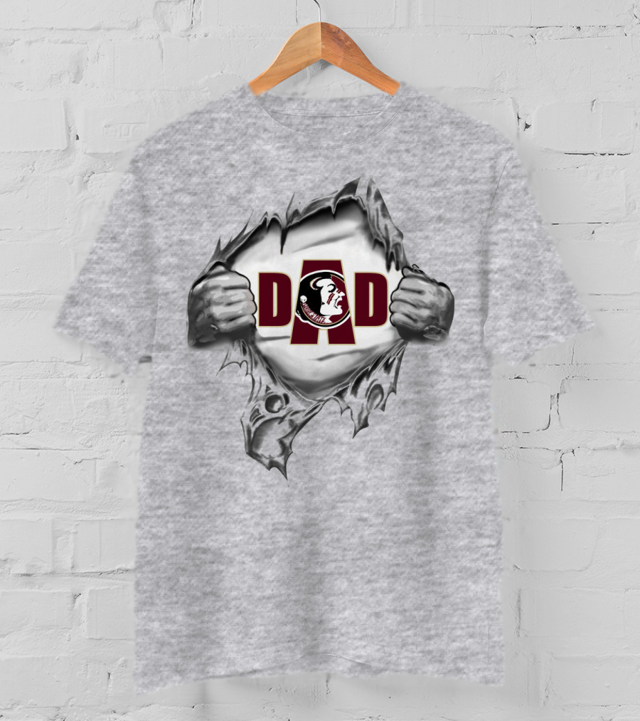 Seminoles Dad FSU Logo Tearing Fabric T-Shirt