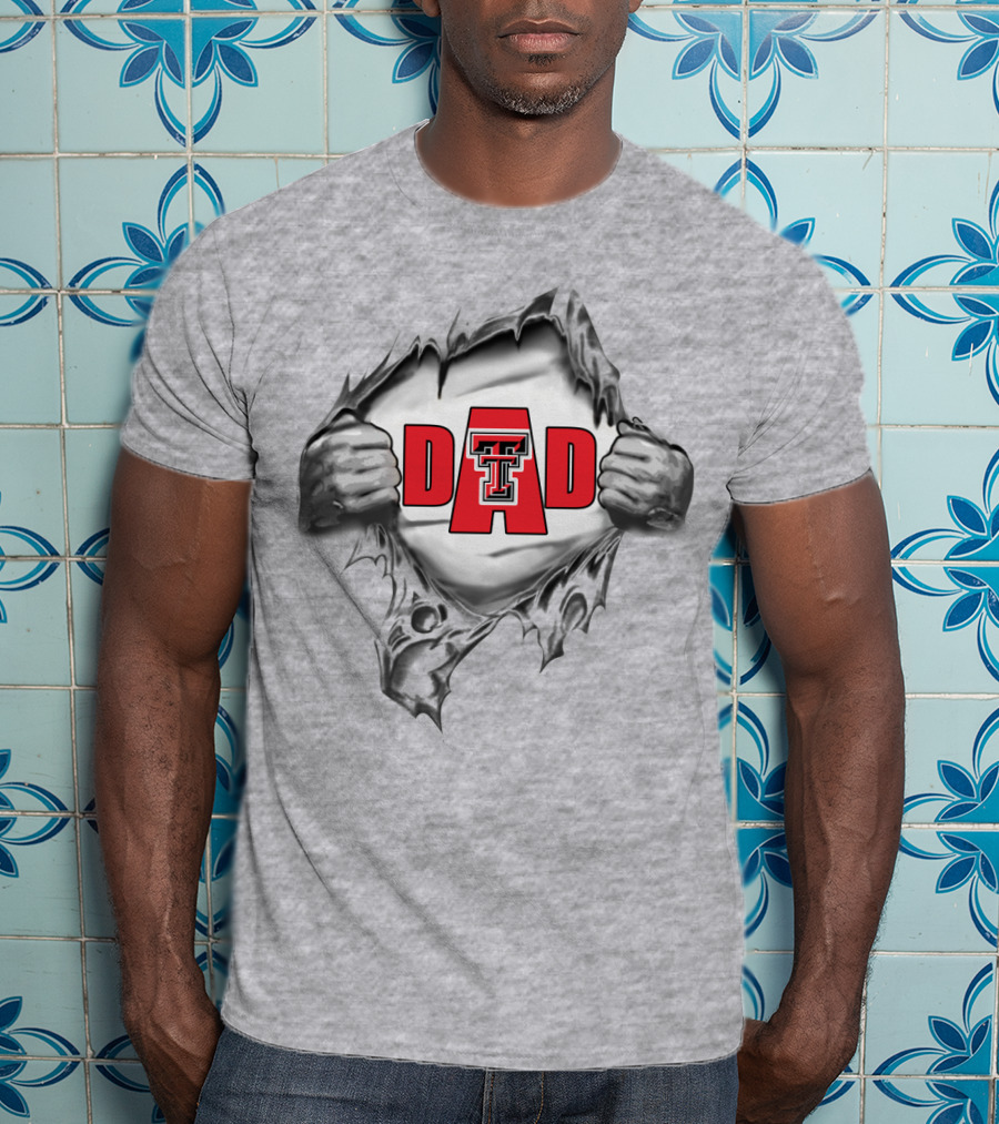 Texas Tech Dad Double T Logo Ripped T-Shirt