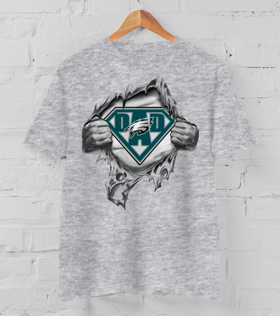 Eagles Dad Super Logo With Shield And Hands T-Shirt
