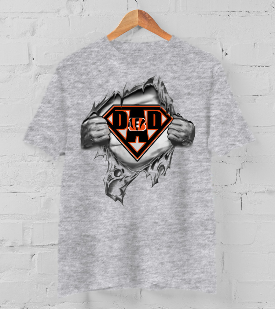 Bengals Super Dad Hero Emblem With Tiger Stripe T-Shirt