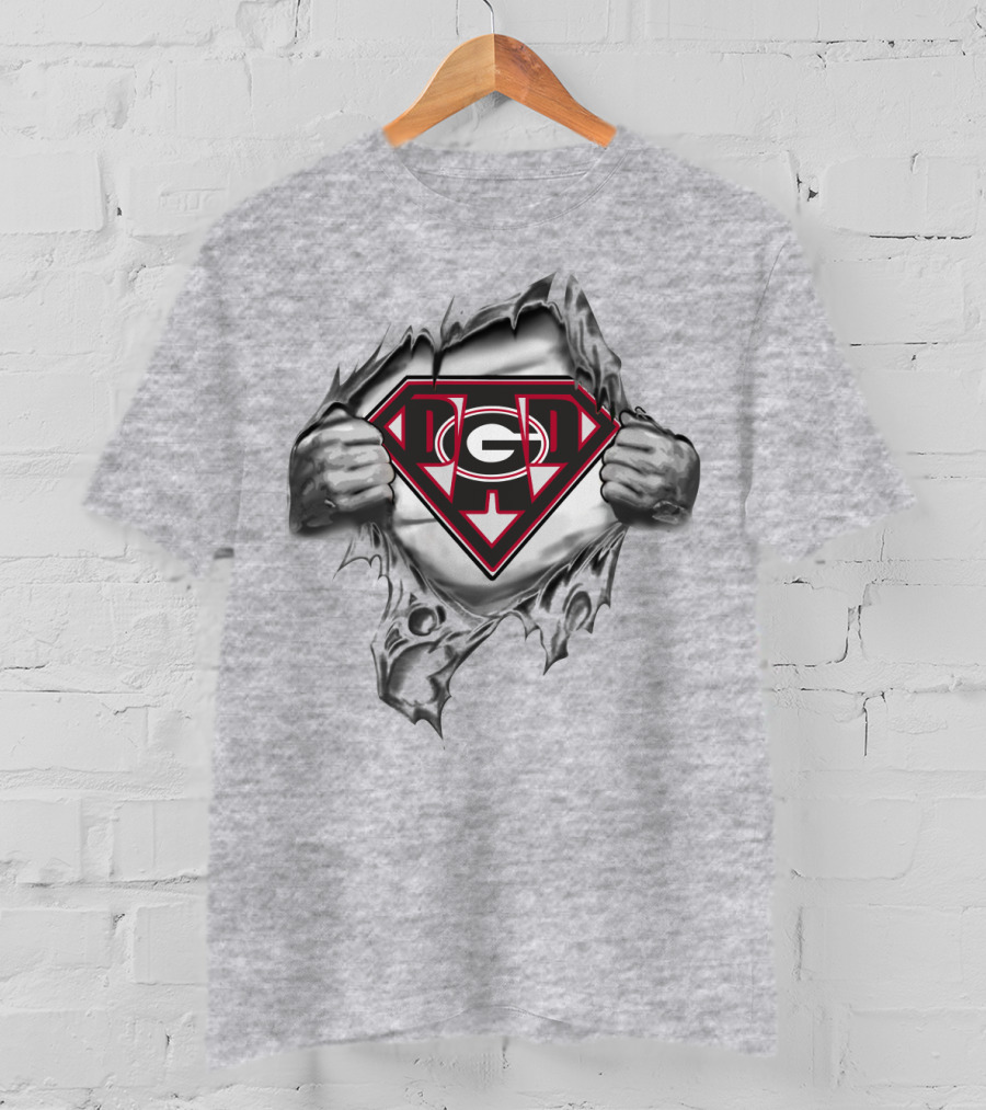 Georgia Bulldogs Superman Logo Rip T-Shirt