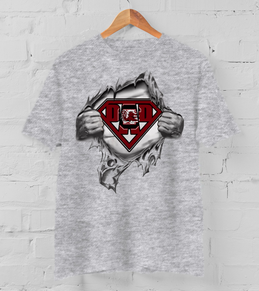 Gamecocks Dad Superhero Emblem T-Shirt