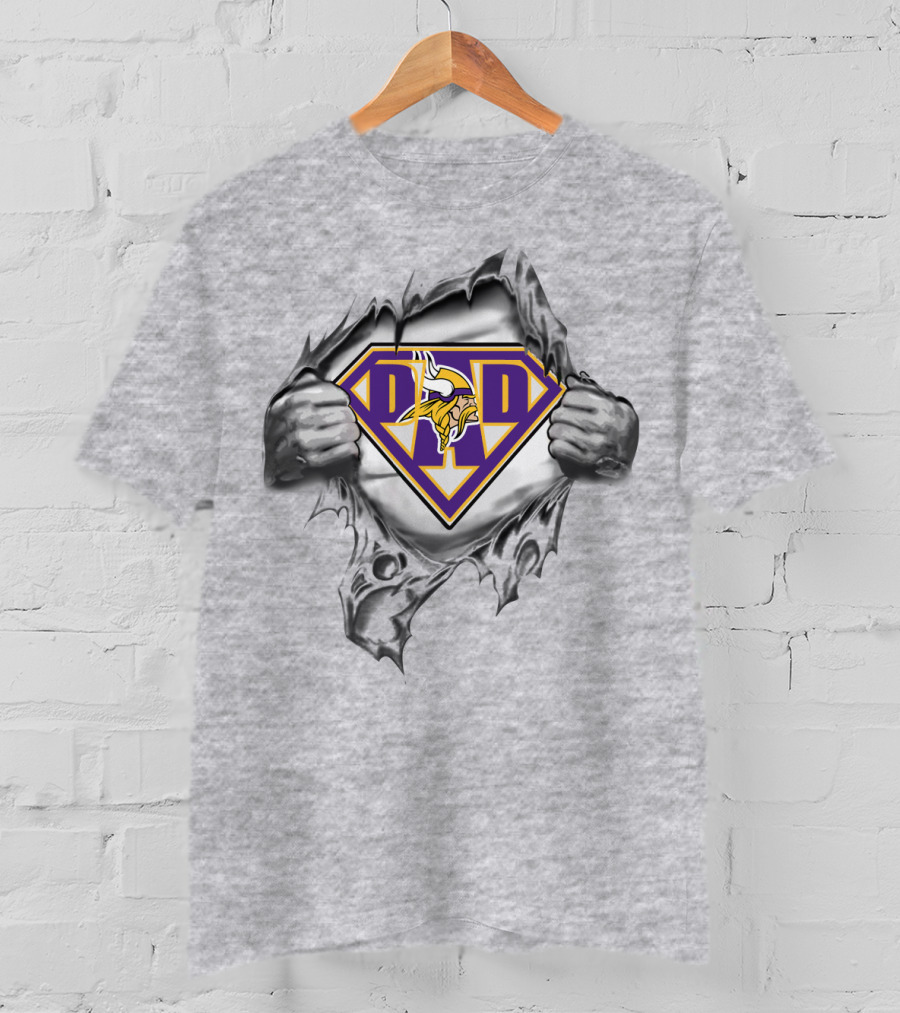 Super Logo Purple And Gold Vikings Hero With Torn T-Shirt