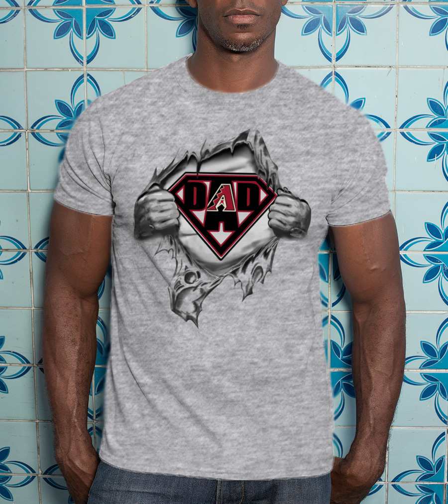 Arizona Diamondbacks Dad Superman Style Logo Rip T-Shirt