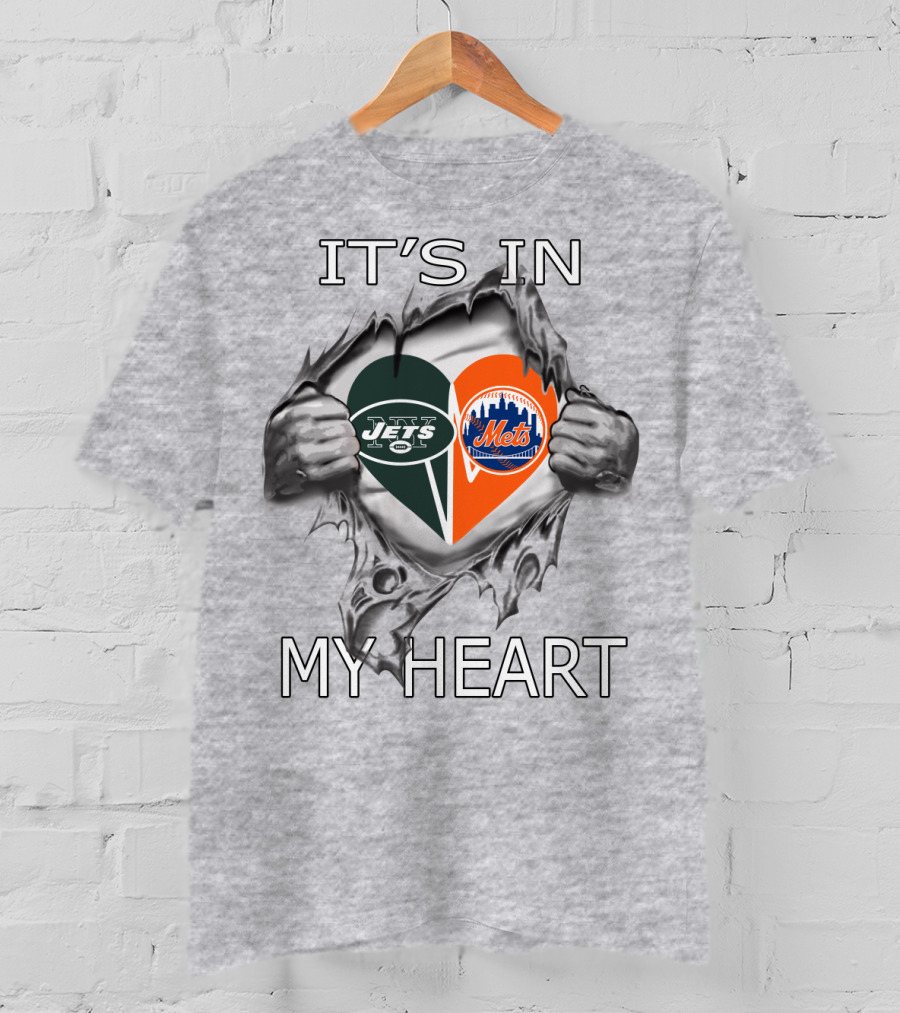 It's In My Heart Jets Mets Heart Logos T-Shirt