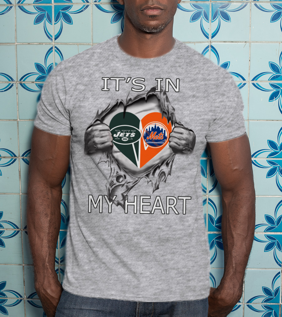 It's In My Heart Jets Mets Heart Logos T-Shirt