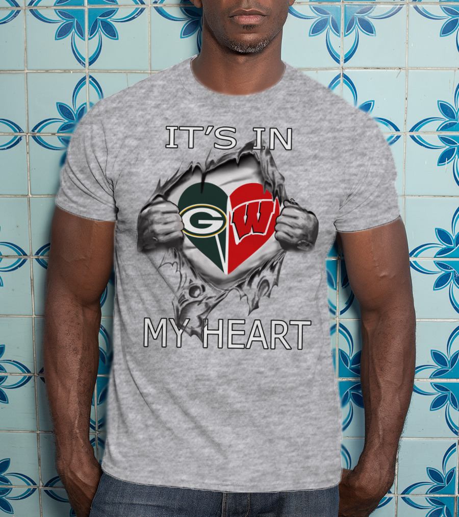 Packers Badgers It's In My Heart Green Bay Wisconsin Football T-Shirt