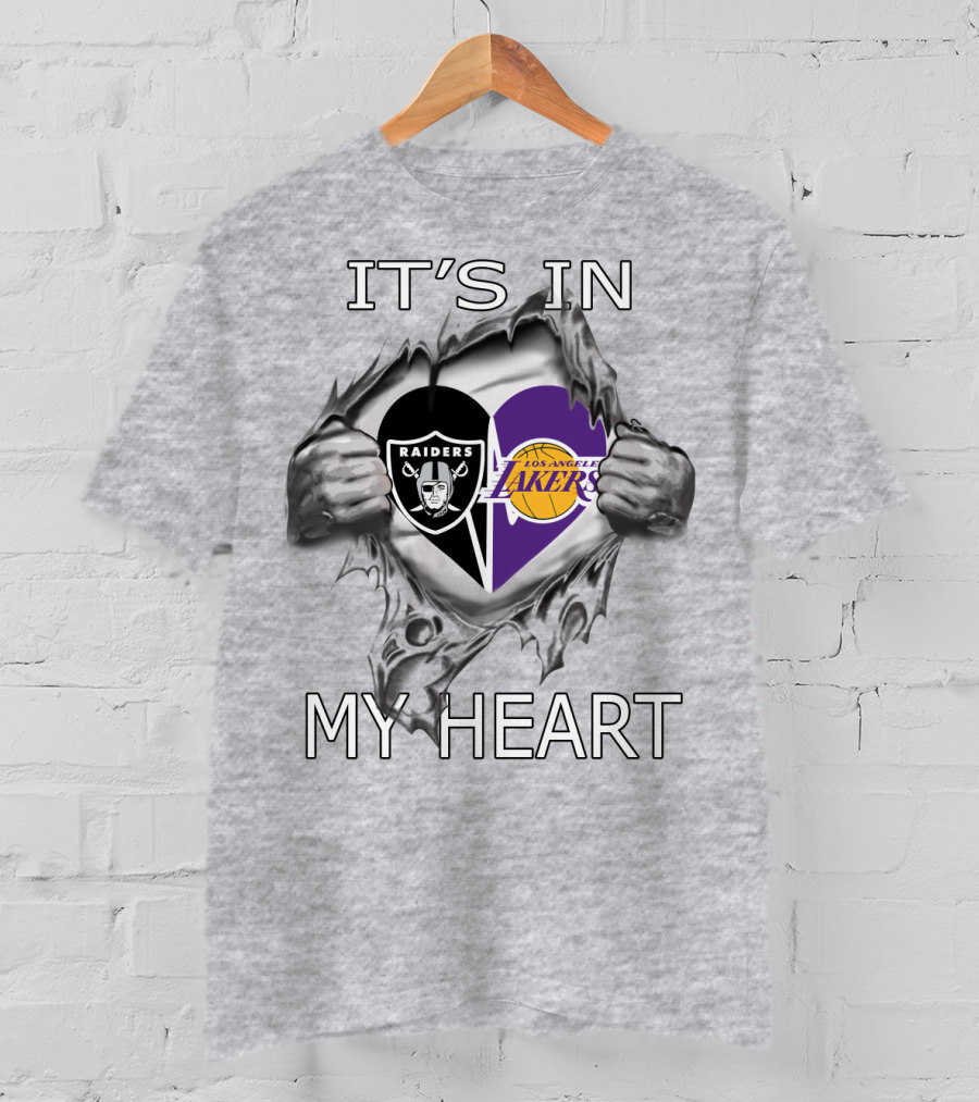 Raiders Los Angeles Lakers It's In My Heart T-Shirt