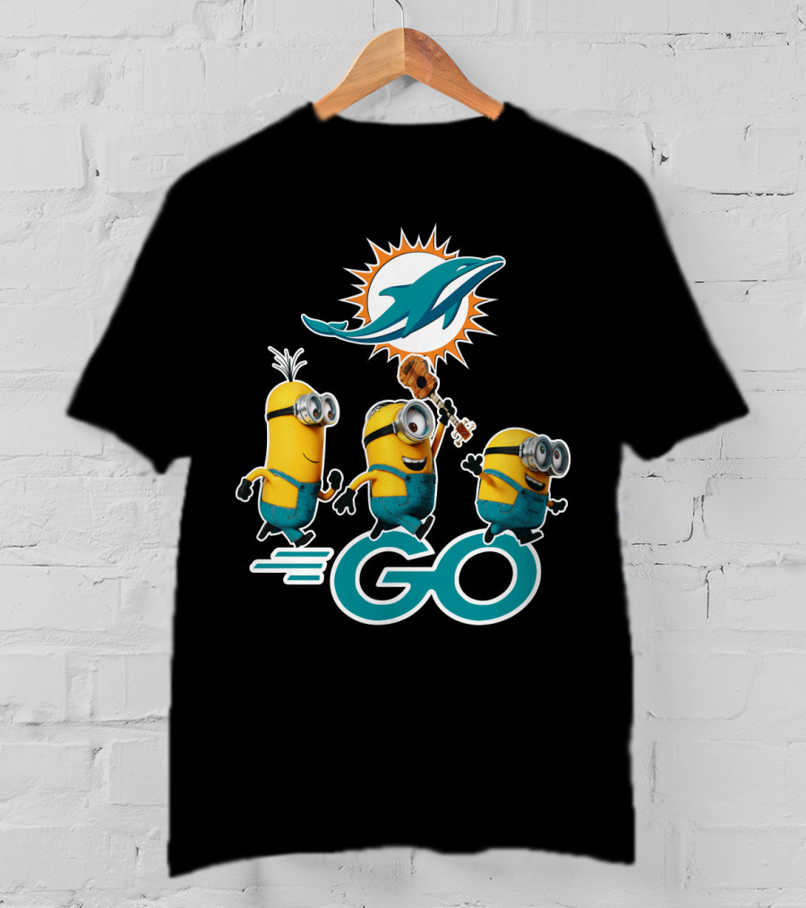 Minions Go Miami Dolphins Football Fun T-Shirt