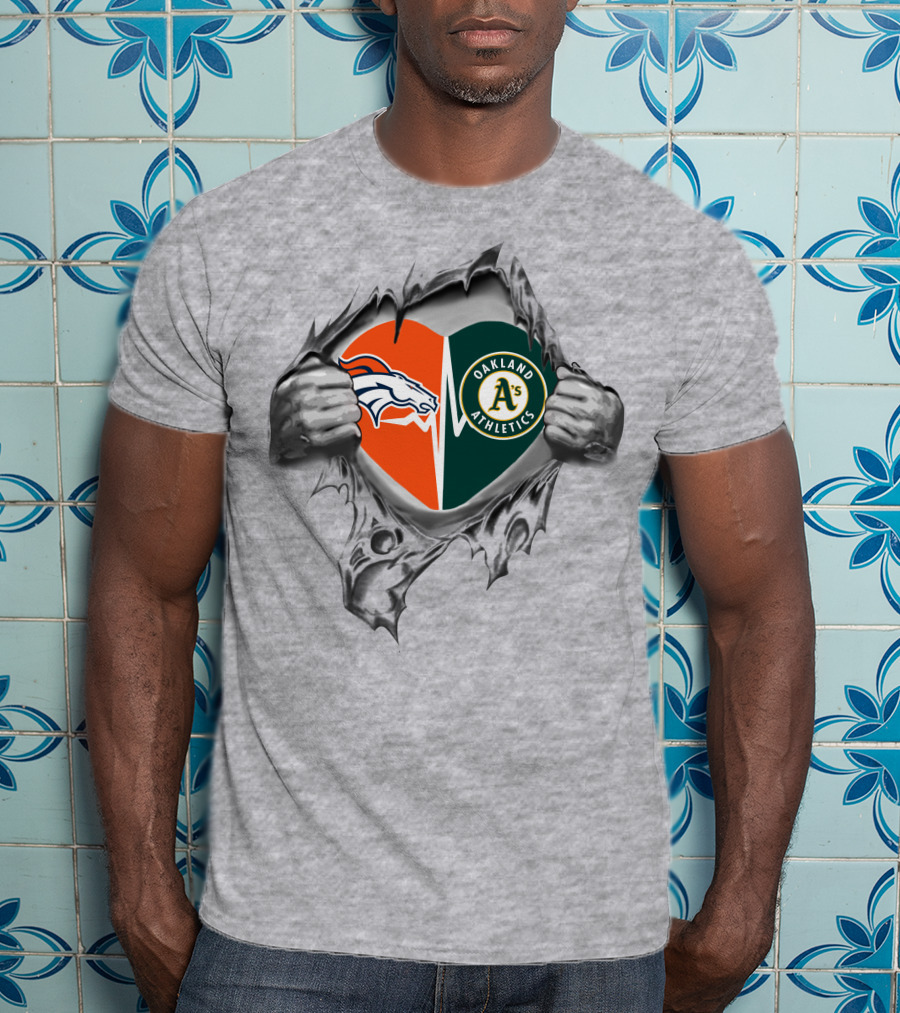 Broncos Athletics Oakland A's Heart Broncos T-Shirt