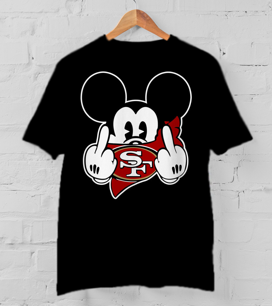 49ers Mickey Sf Logo Middle Finger T-Shirt