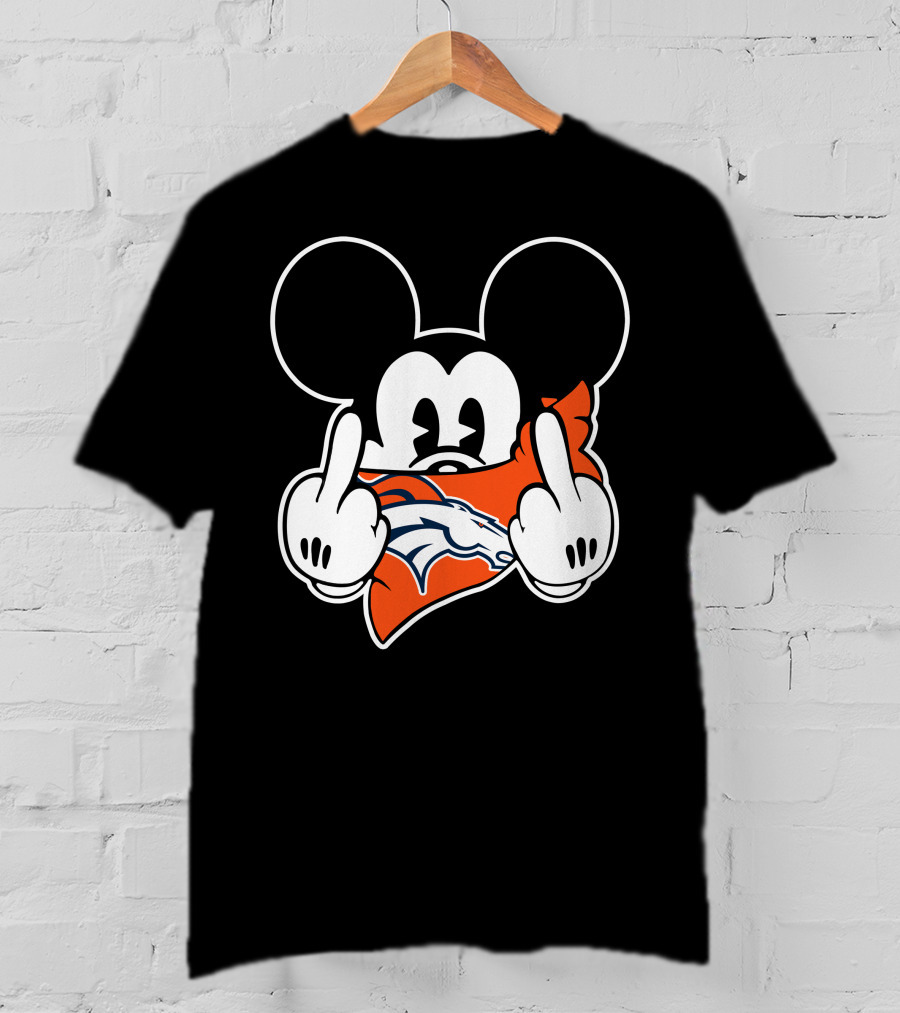 Broncos Mickey Mouse Middle Finger Gesture T-Shirt