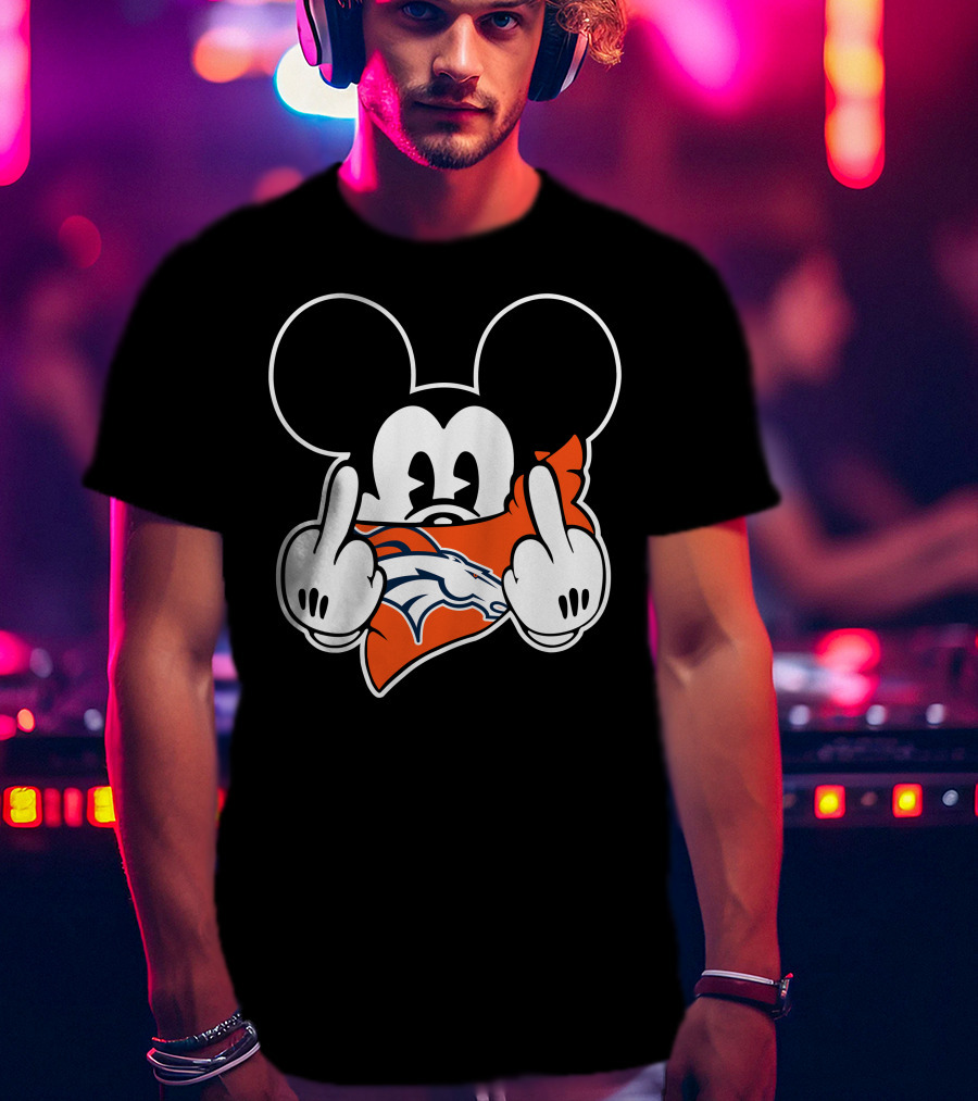 Broncos Mickey Mouse Middle Finger Gesture T-Shirt