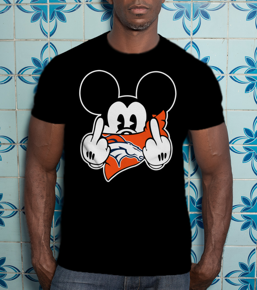 Broncos Mickey Mouse Middle Finger Gesture T-Shirt