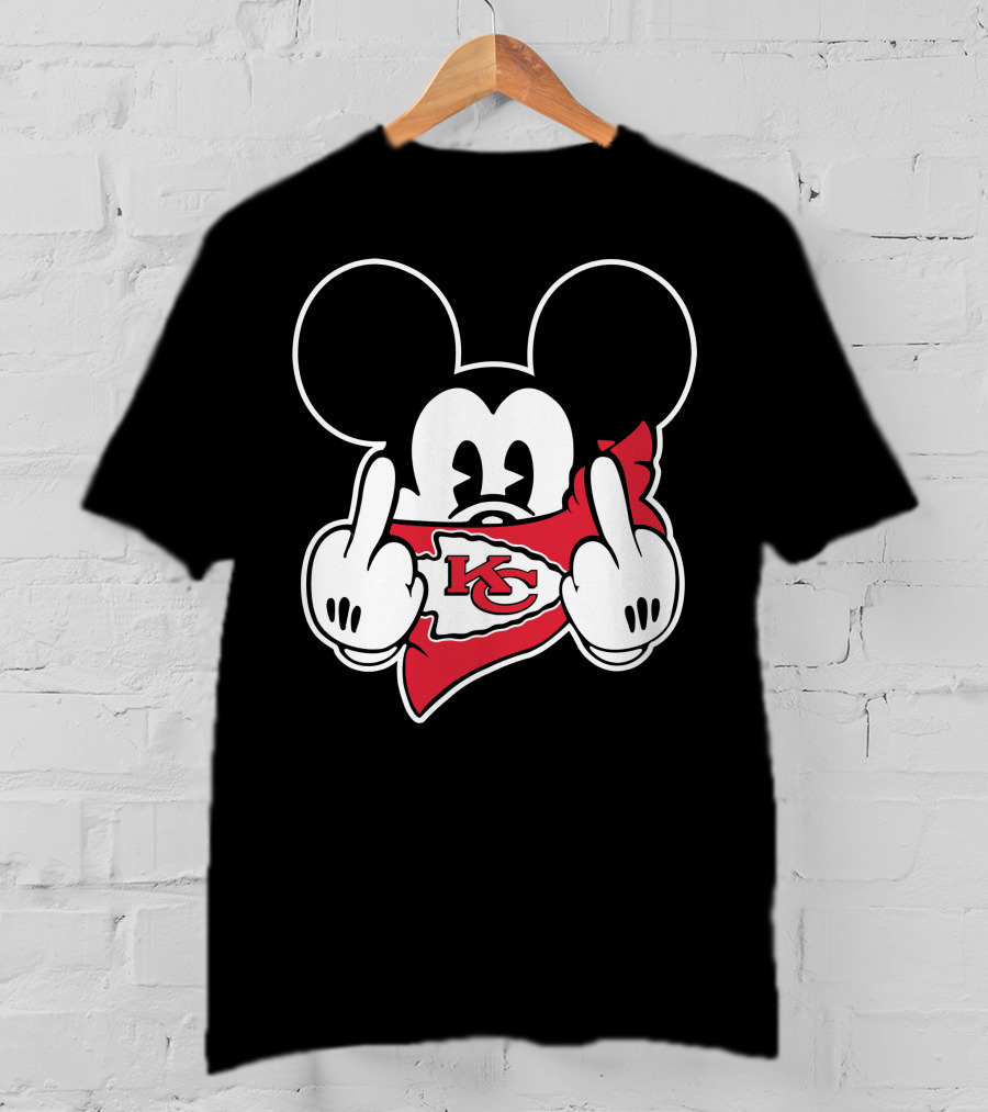 Chiefs KC Mickey Mouse Middle Finger T-Shirt