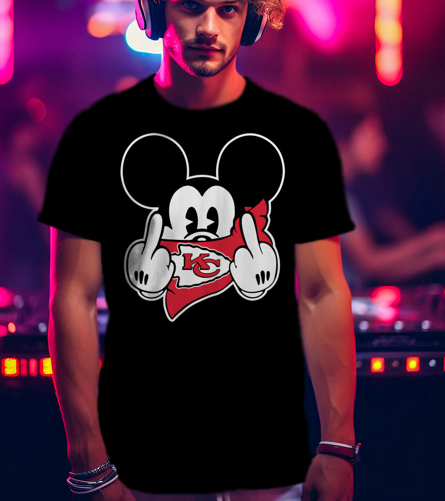 Chiefs KC Mickey Mouse Middle Finger T-Shirt