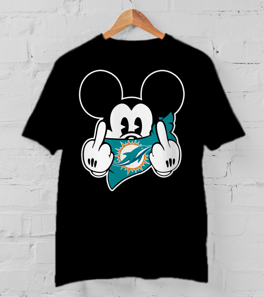 Mickey Mouse Dolphins Fan Logo Gesture T-Shirt