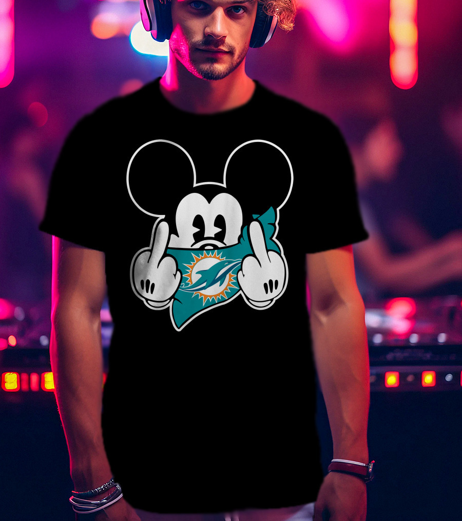 Mickey Mouse Dolphins Fan Logo Gesture T-Shirt