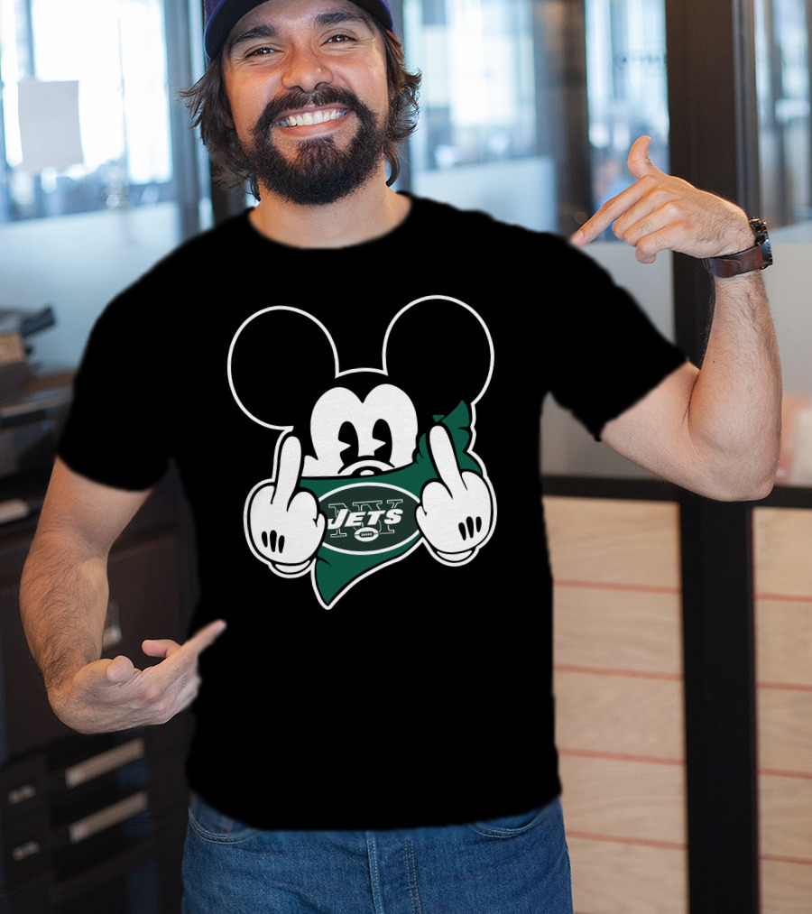 Jets Mickey Mouse Middle Finger T-Shirt