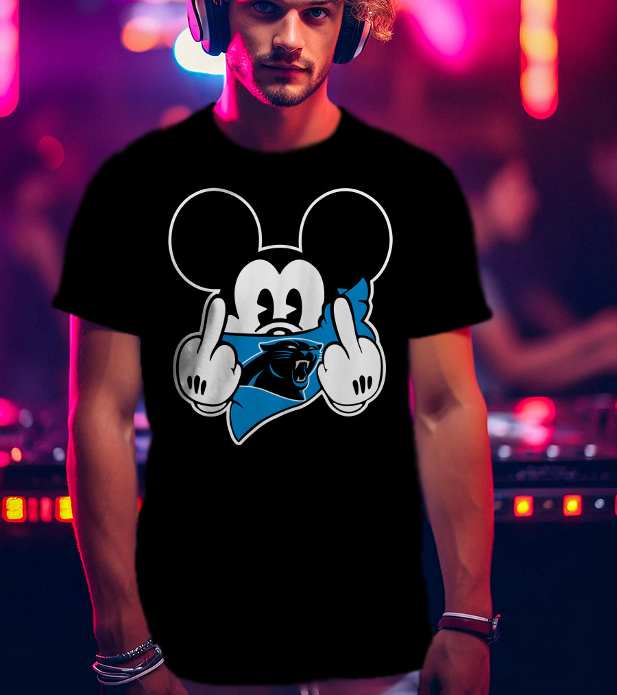 Panthers Mickey Mouse Middle Finger Gesture T-Shirt