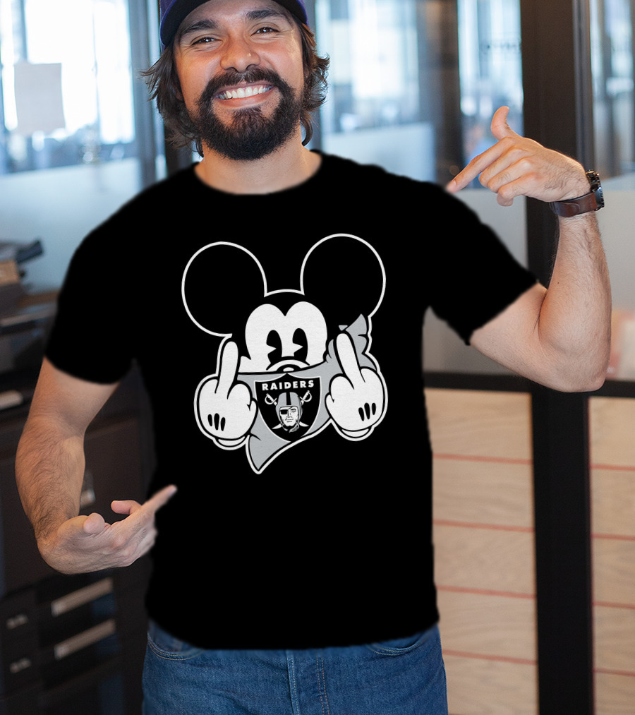 Raiders Mickey Mouse Middle Finger Gesture T-Shirt