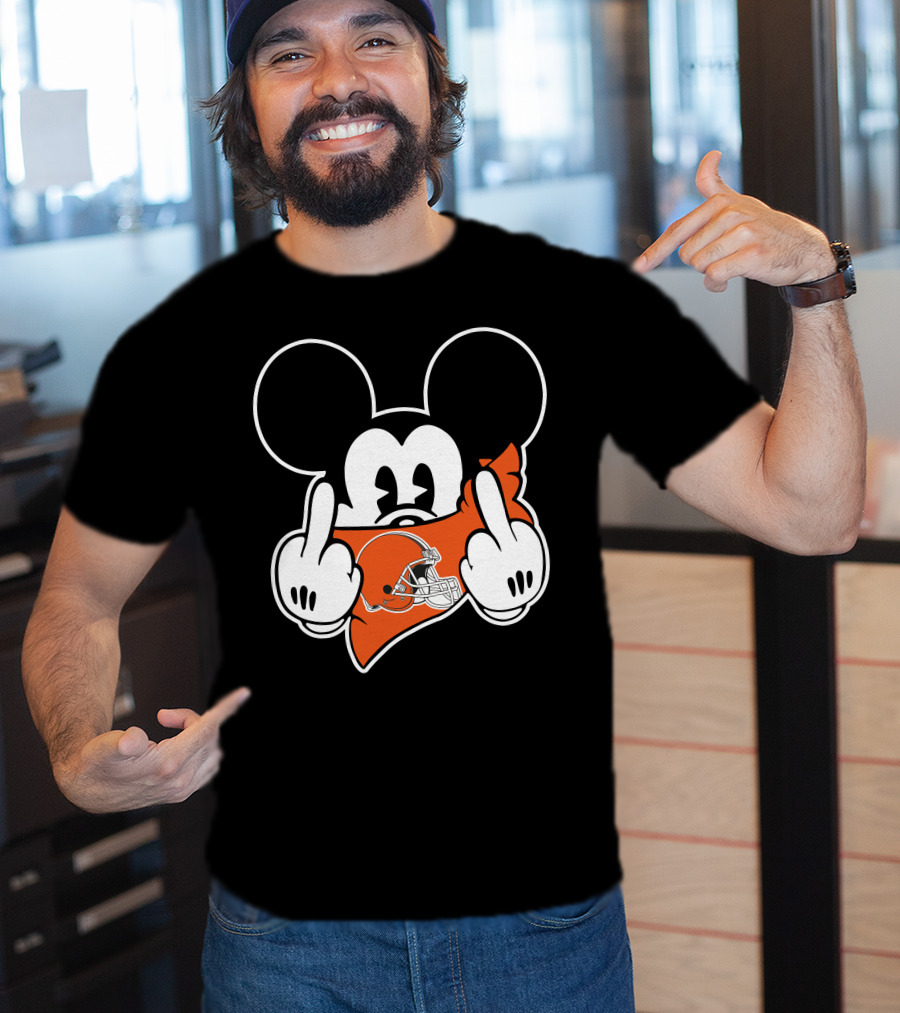 Browns Cleveland Football Helmet Mascot Gesture T-Shirt