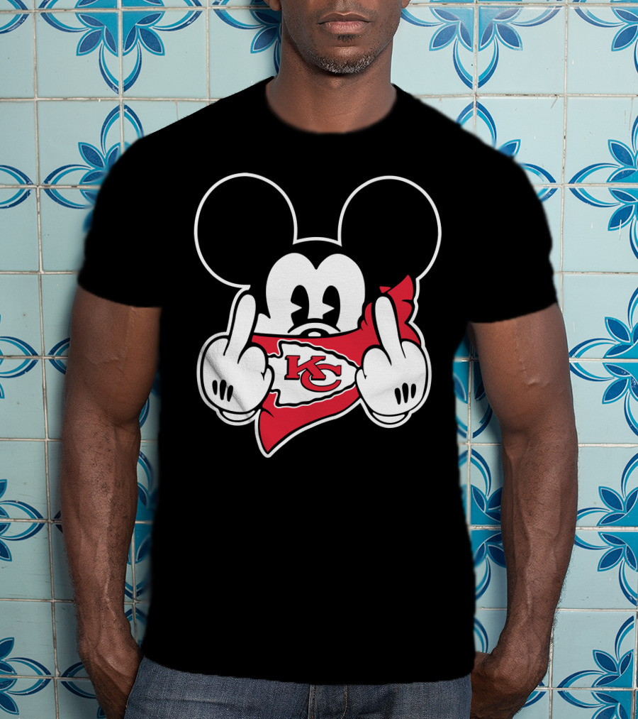 Kansas City Chiefs Mickey Mouse Bandana Gesture T-Shirt