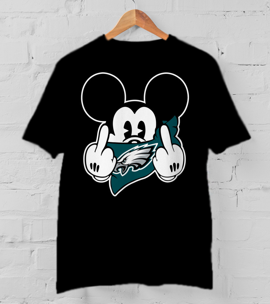 Mickey Mouse Eagles Logo Middle Finger T-Shirt
