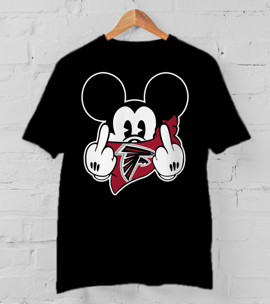 Falcons Mickey Mouse Hands Middle Finger Gesture T-Shirt