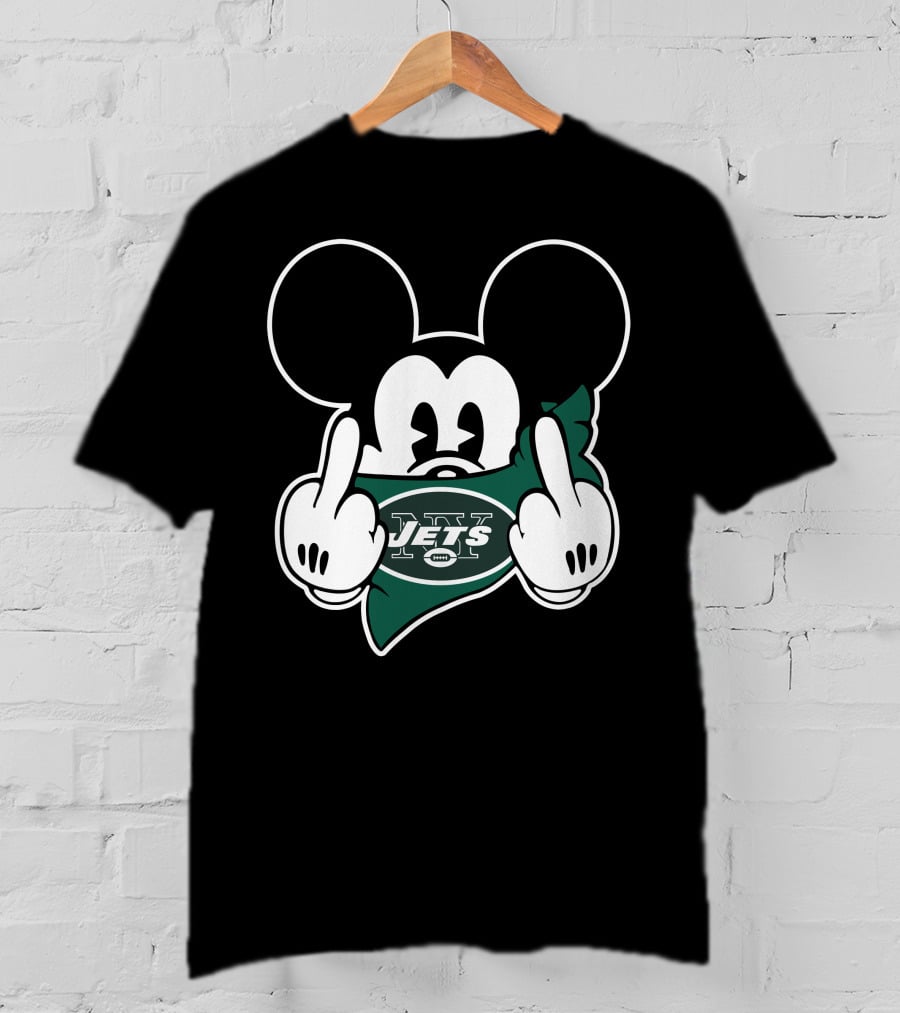 Jets Mouse Middle Finger Face Covering Football T-Shirt