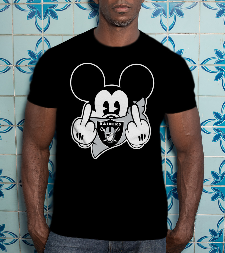 Raiders Logo Parody With Cartoon Character Showing Middle Fingers T-Shirt