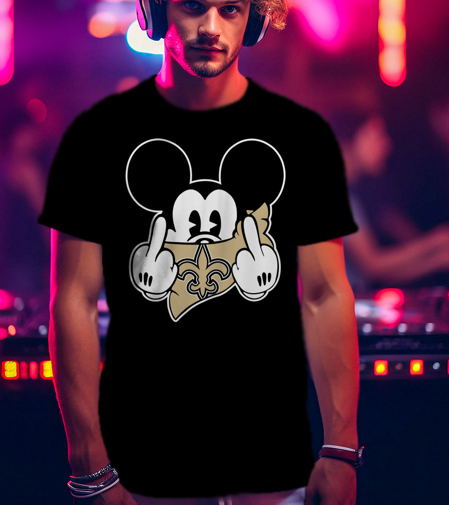 Saints Logo Gesture With Mouse Ears And Fleur-de-lis T-Shirt
