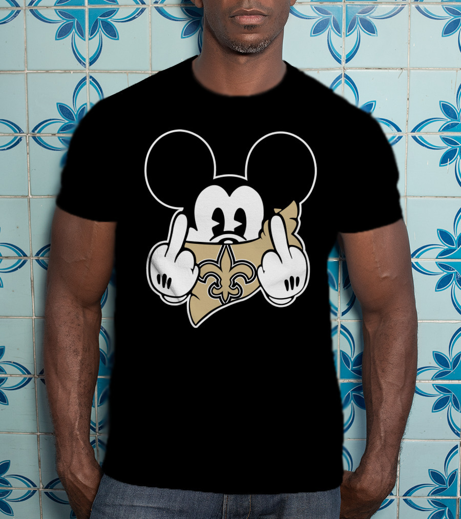 Saints Logo Gesture With Mouse Ears And Fleur-de-lis T-Shirt