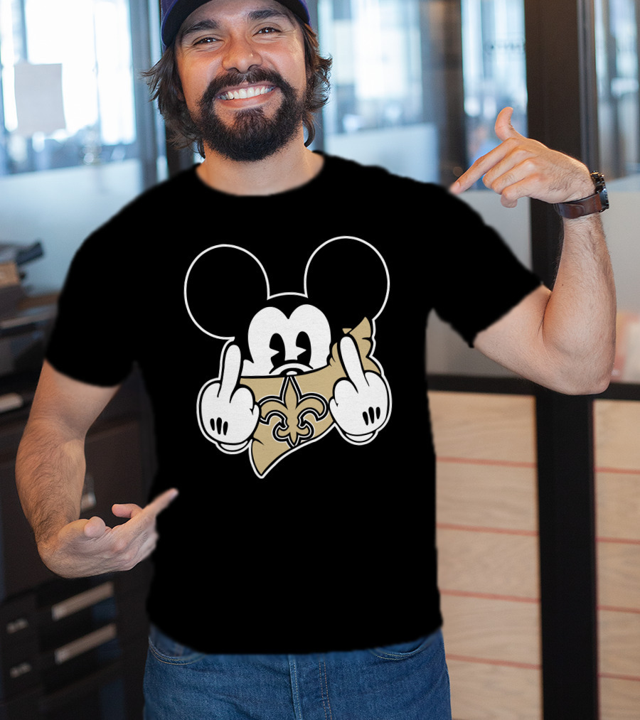 Saints Logo Gesture With Mouse Ears And Fleur-de-lis T-Shirt