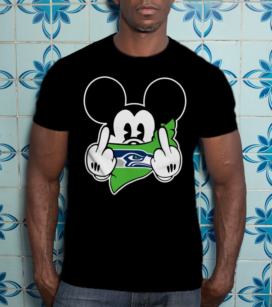 Seahawks Mickey Mouse Middle Finger T-Shirt
