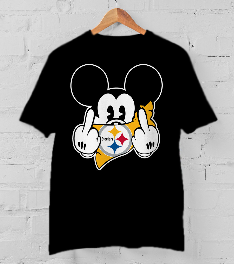 Steelers Logo With Character Giving Middle Finger T-Shirt