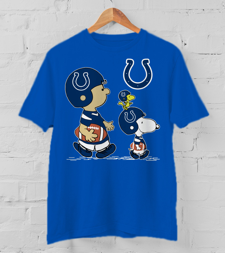 Colts Snoopy And Woodstock Football Helmets T-Shirt
