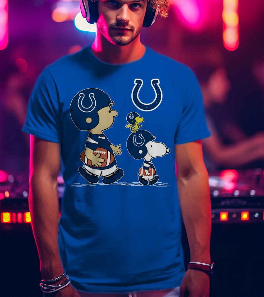 Colts Snoopy And Woodstock Football Helmets T-Shirt