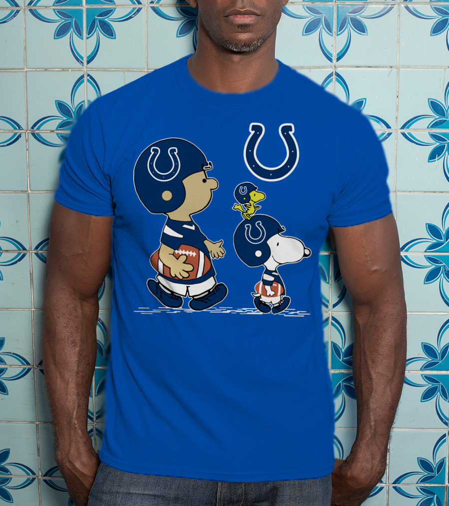 Colts Snoopy And Woodstock Football Helmets T-Shirt