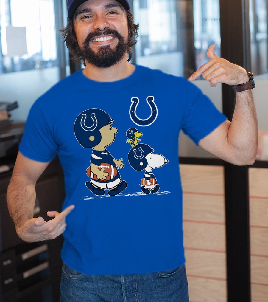 Colts Snoopy And Woodstock Football Helmets T-Shirt