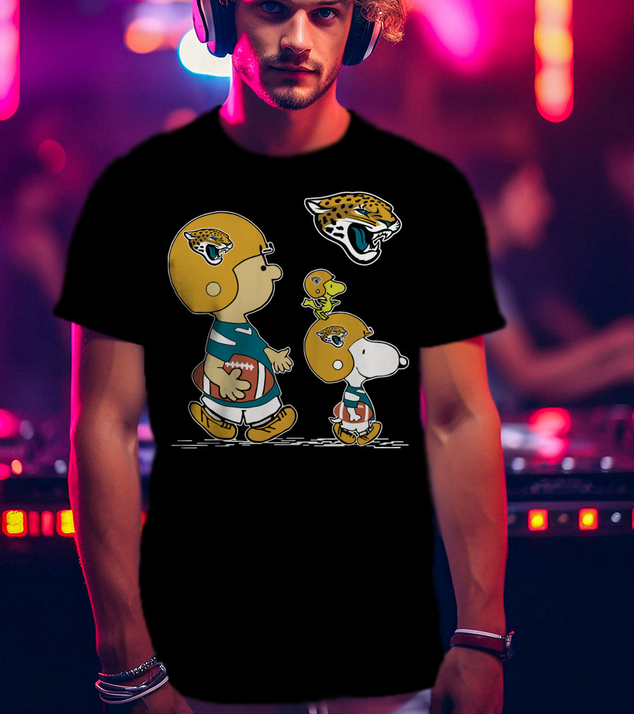 Jaguars Snoopy Charlie Brown Woodstock Football Helmet T-Shirt