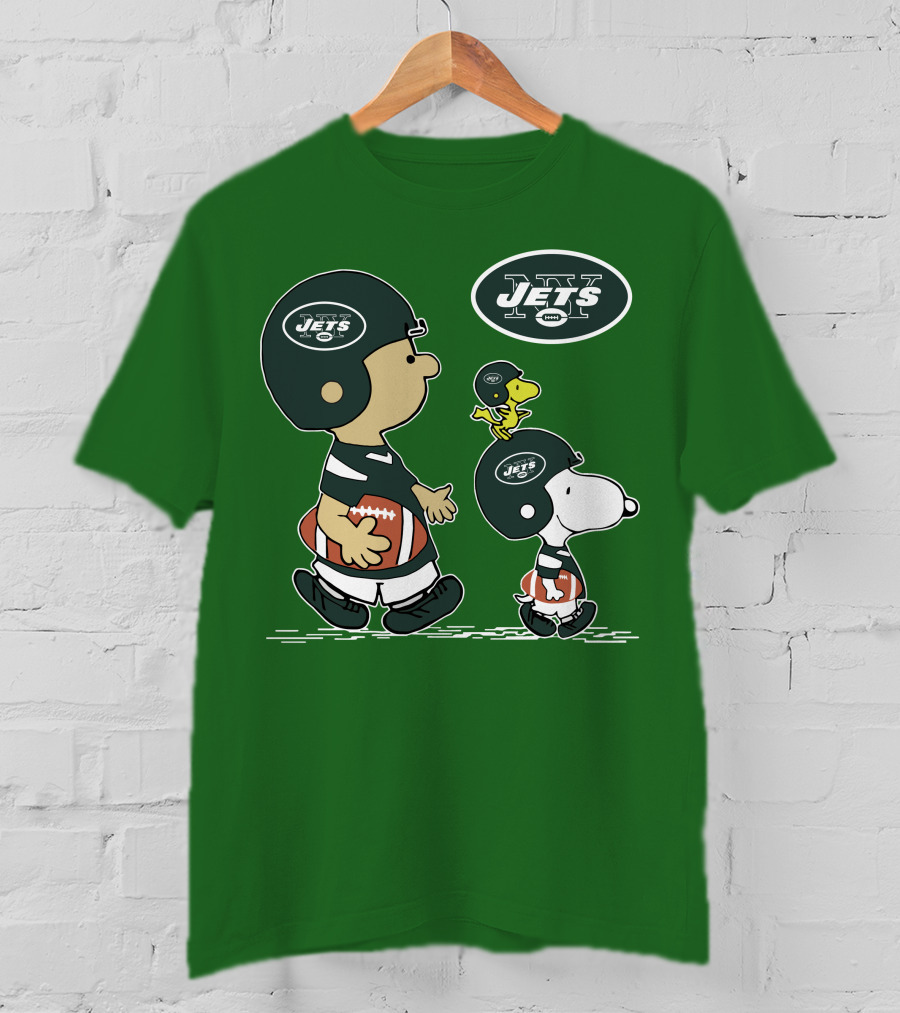 New York Jets Snoopy And Woodstock Football Adventure T-Shirt